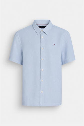 TOMMY HILFIGER Leinenmixhemd hellblau Relaxed Fit