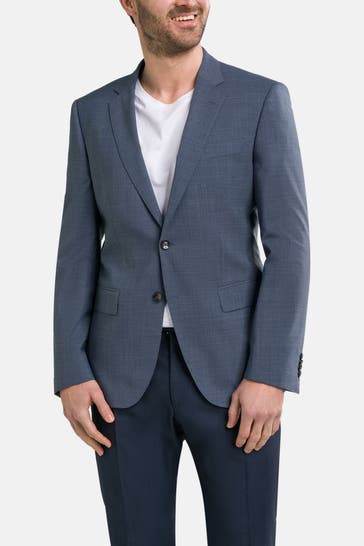 BOSS Wollmix-Sakko 'Huge' azurblau meliert