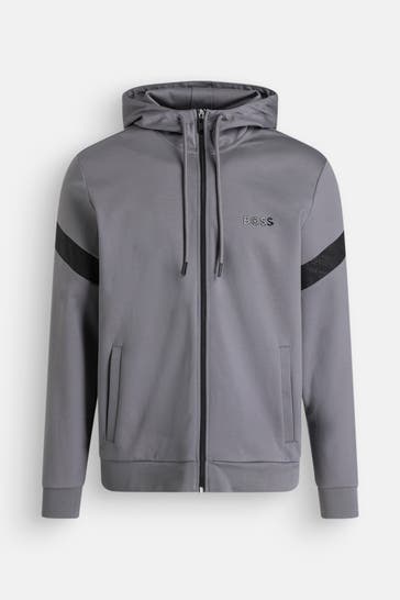 BOSS Sweatjacke 'Saggy' grau