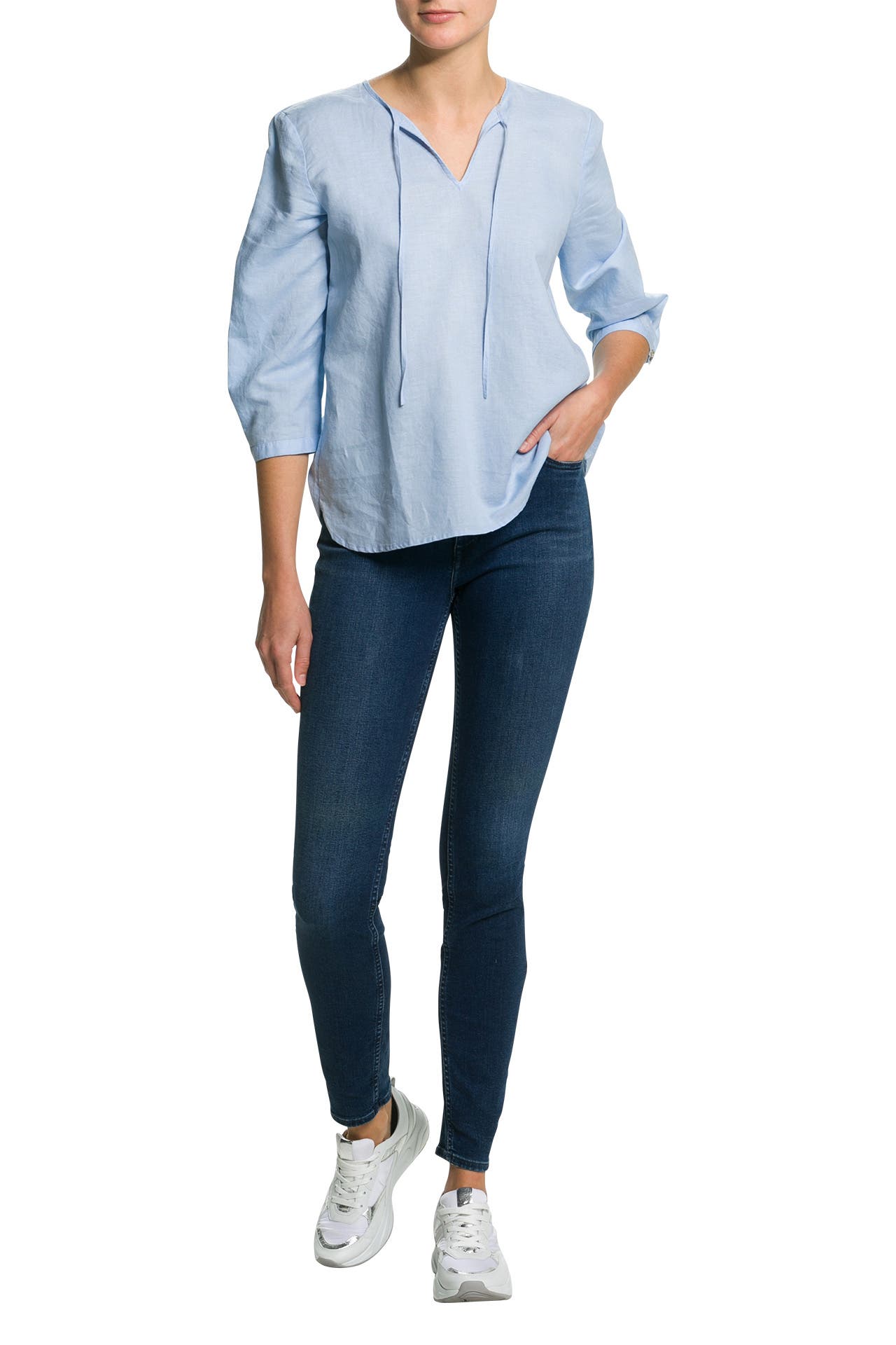 Esprit leinenbluse hellblau clearance