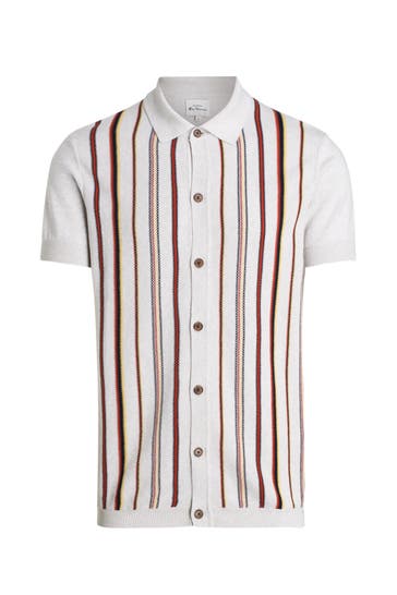 BEN SHERMAN Strick-Polo gestreift