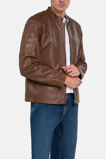 PEPE JEANS Lederjacke 'Travis' dunkelbraun