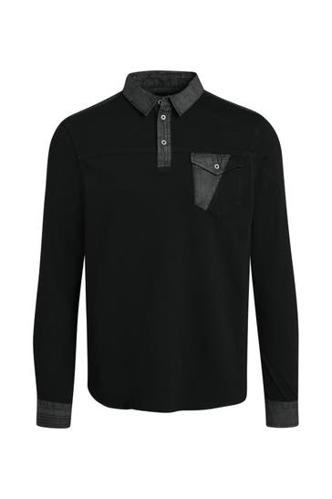 DESIGUAL Langarm Polo 'Alfred' schwarz