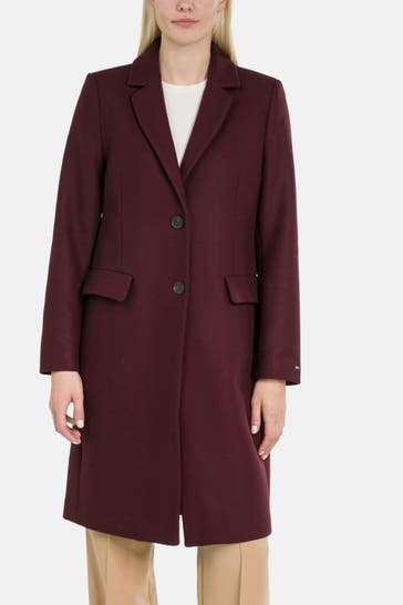 TOMMY HILFIGER Wollmix-Mantel weinrot