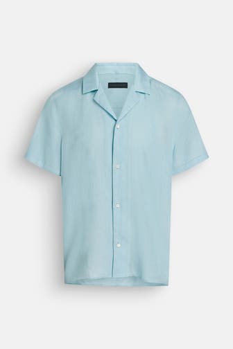 DRYKORN Leinen-Kurzarmhemd blau