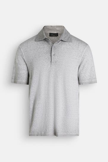 ROBERTO COLLINA Leinenmix-Polo hellgrau 