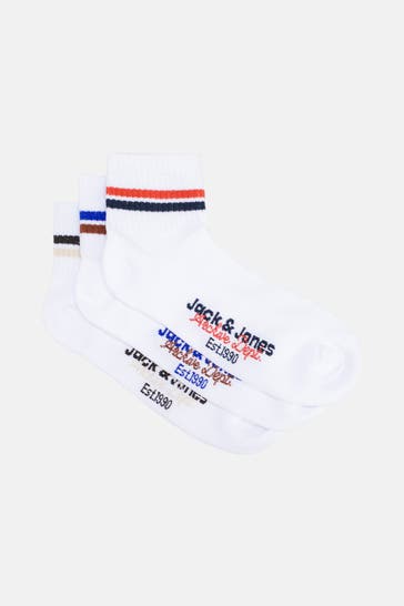 JACK & JONES 3er Pack Socken 'Jacoboston' weiß