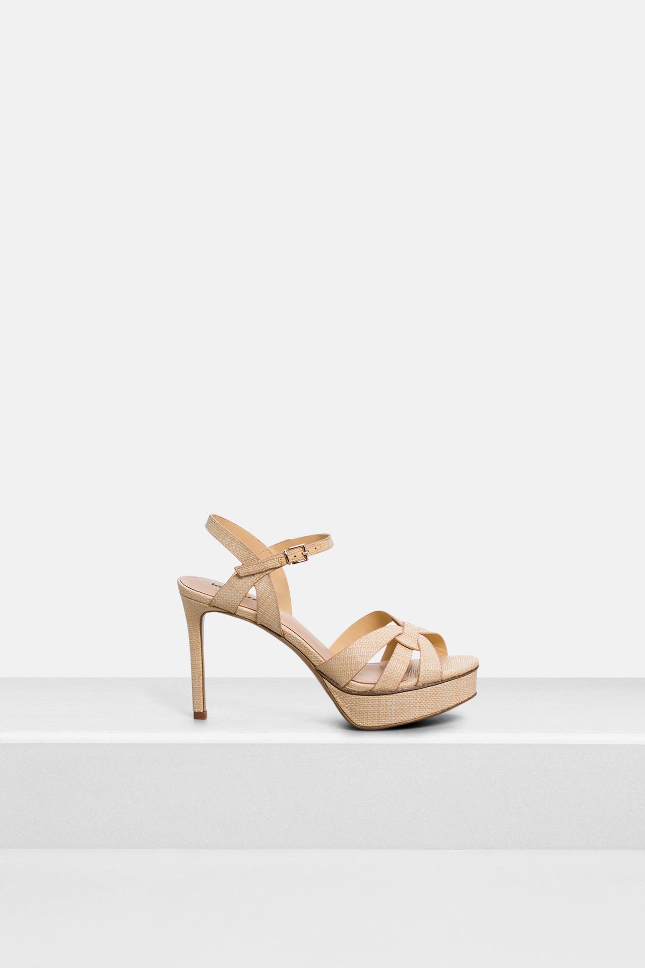 LOLA CRUZ Leder-Sandaletten 'Natural Rafia' hellorange, Bild 1