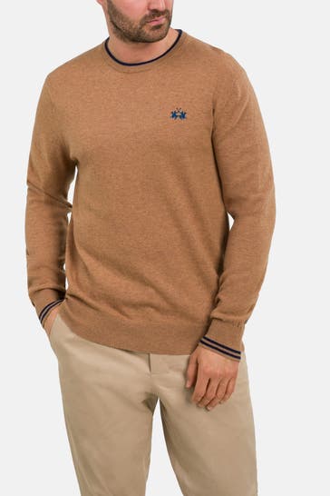 LA MARTINA Wollmix-Pullover 'Tiger's Eye' camel