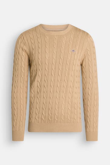 GANT Zopfstrickpullover hellbraun