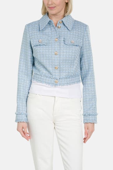 GUESS Bouclé-Blazer hellblau