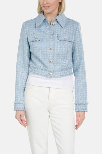 GUESS Bouclé-Blazer hellblau
