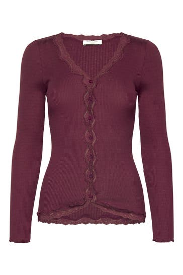 ROSEMUNDE Seidenmix-Cardigan weinrot