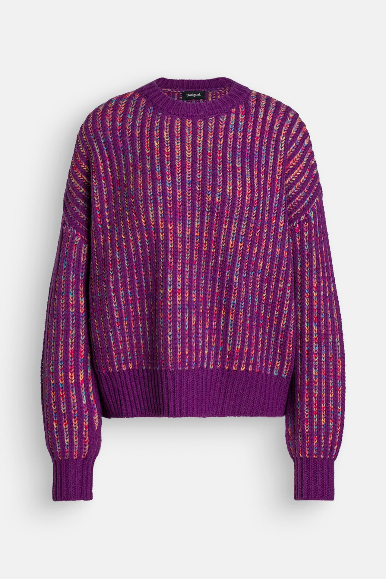 DESIGUAL Strickpullover 'Whitehorse' lila gemustert, Bild 1