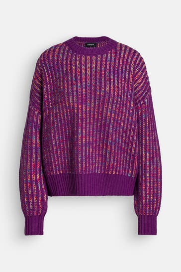 DESIGUAL Strickpullover 'Whitehorse' lila gemustert