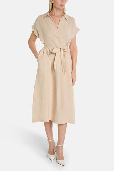 RIANI Beige linen dress