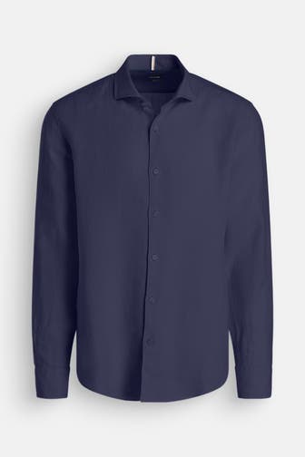 BOSS Leinenhemd dunkelblau