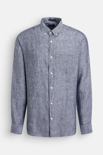 GANT Leinenhemd graublau Regular Fit