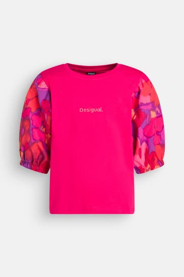 DESIGUAL T-Shirt pink gemustert