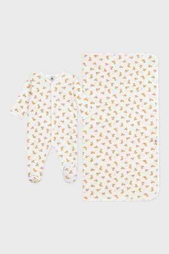 PETIT BATEAU Set: Strampler und Decke gemustert