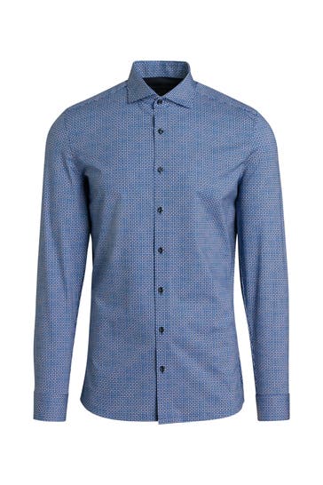 OLYMP No. Six Business-Hemd blau gemustert