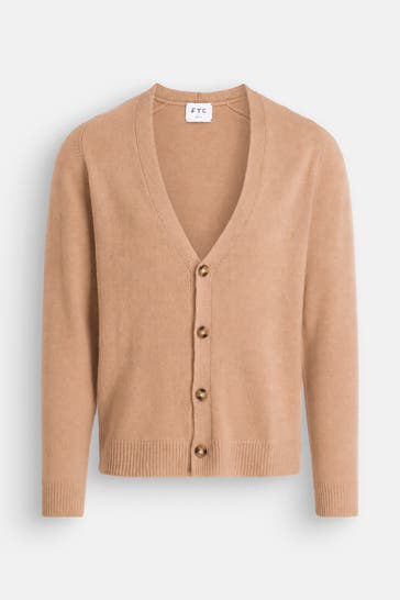 FTC Kaschmir-Cardigan hellbraun