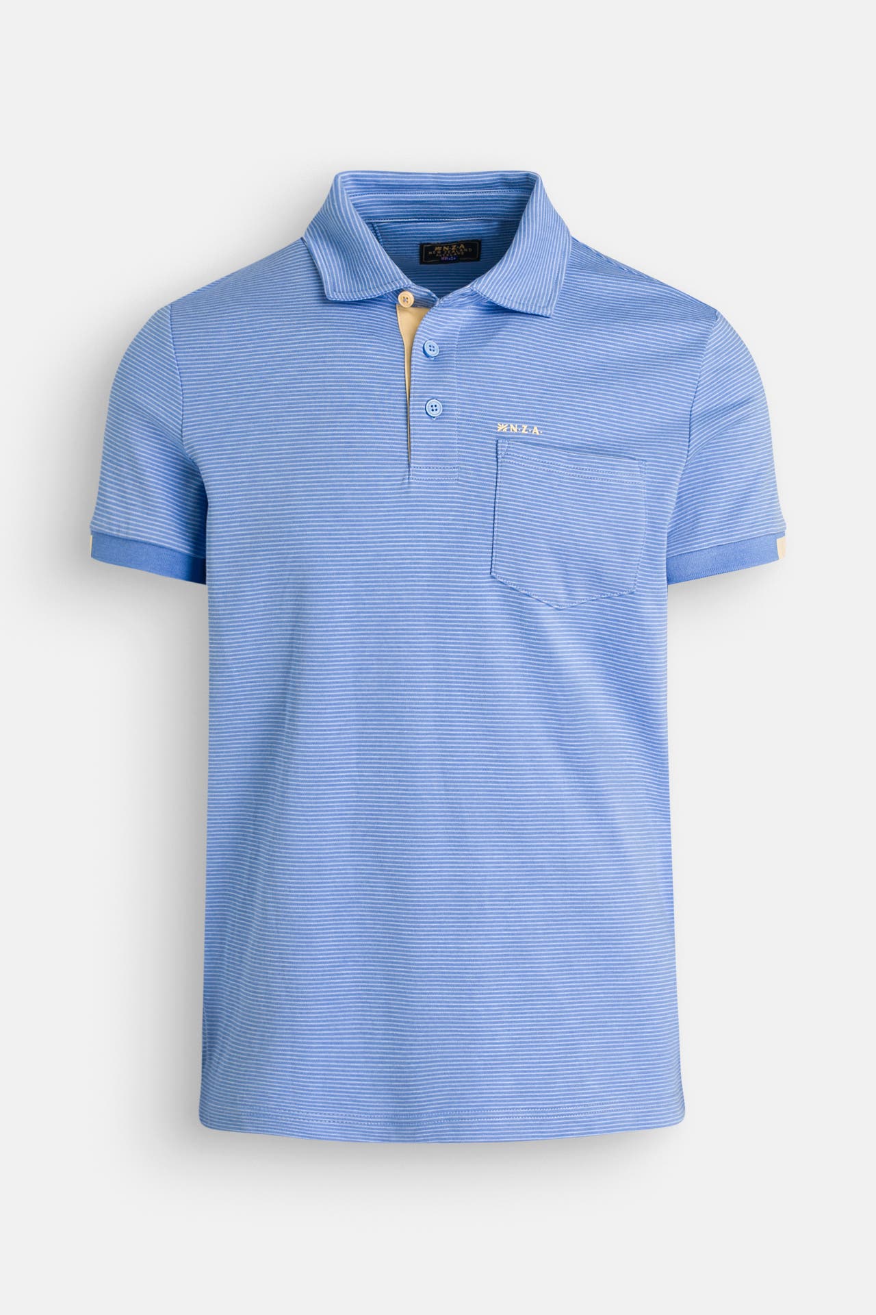 NEW ZEALAND AUCKLAND Polo-Shirt hellblau gemustert, Bild 1