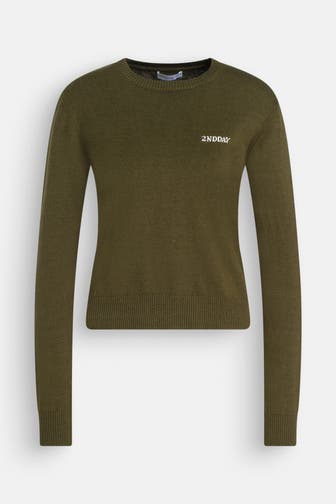 2NDDAY Strickpullover dunkeloliv