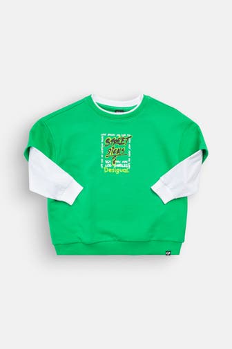 DESIGUAL Longsleeve 'Leopardo' grün-weiß