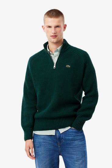 LACOSTE - Woll-Troyer dunkelgrün