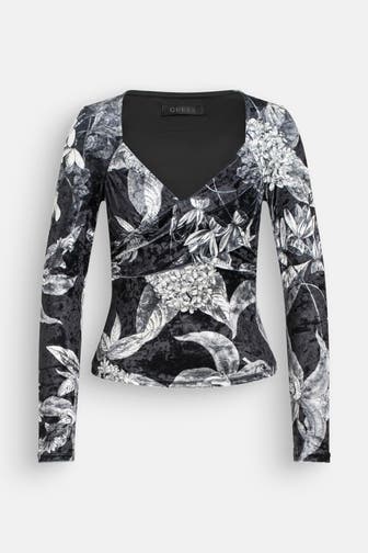 GUESS Samt-Longsleeve 'Dianna' floral