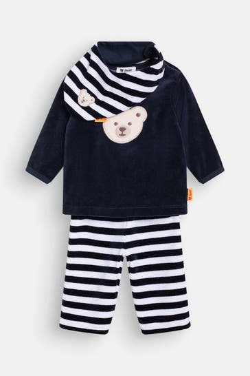 STEIFF Set: Lätzchen, Fleeceshirt & Fleecehose