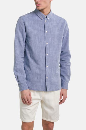 KNOWLEDGE COTTON APPAREL Casual-Hemd taubenblau