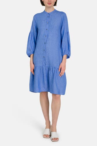 0039 ITALY Leinenkleid 'Mila' azurblau