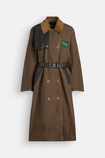 BARBOUR Trenchcoat Barbour x Ganni dunkelbraun