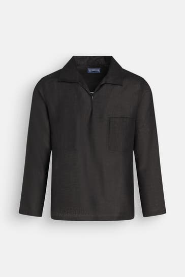 VILEBREQUIN Leinenhemd 'Comores' schwarz