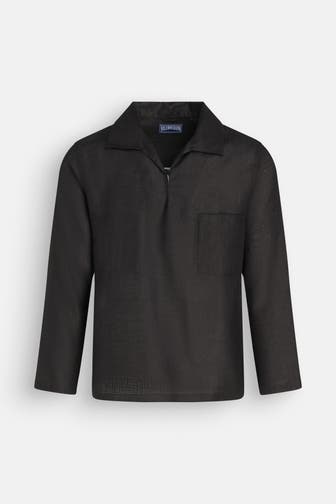 VILEBREQUIN Leinenhemd 'Comores' schwarz