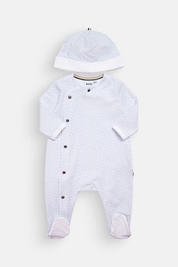 BOSS Set: Strampler & Mütze hellblau