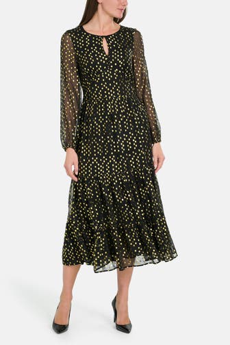 TOMMY HILFIGER Midikleid schwarz gemustert