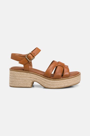 CLARKS Wedges 'Coledale Strap' cognac