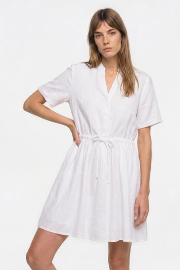 TOMMY HILFIGER Leinen-Minikleid weiß