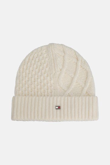 TOMMY HILFIGER Wollmix-Mütze ecru