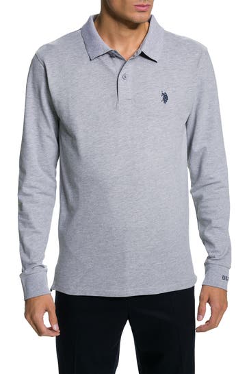 U.S. POLO ASSN. Langarm-Polo hellgrau