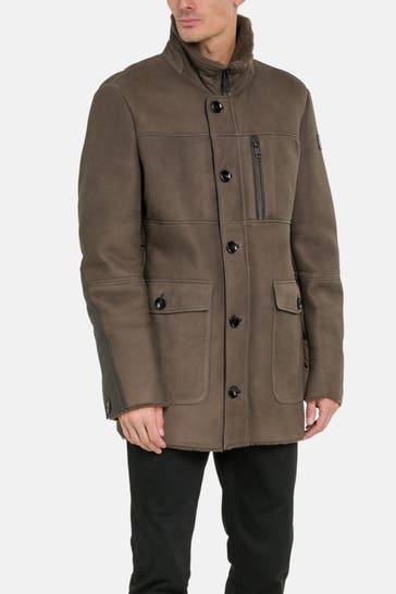HANDSTICH Lammfelljacke dunkelbraun