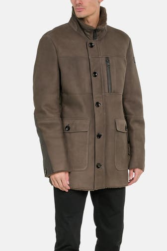 HANDSTICH Lammfelljacke dunkelbraun