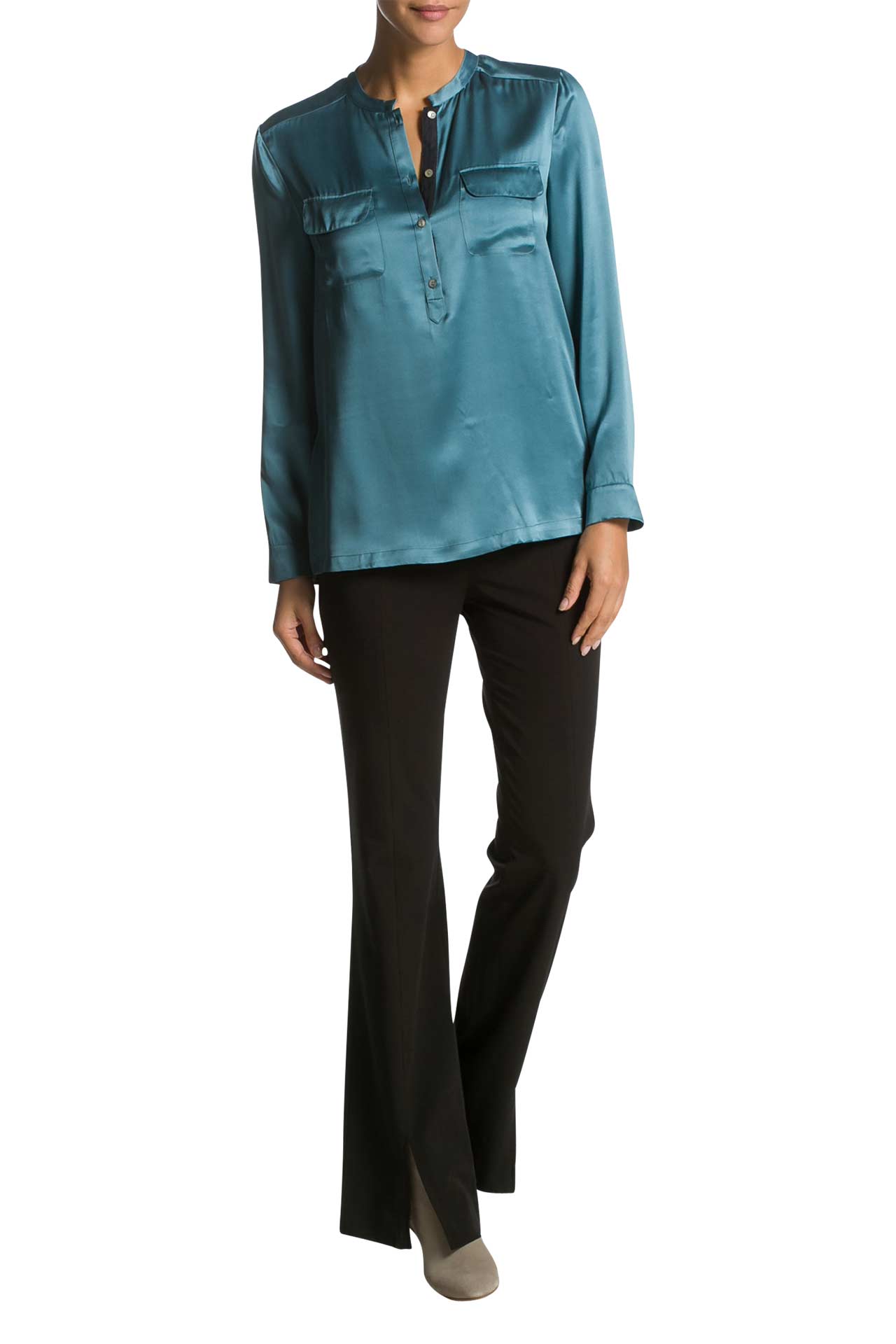 Seidenbluse petrol Clearance