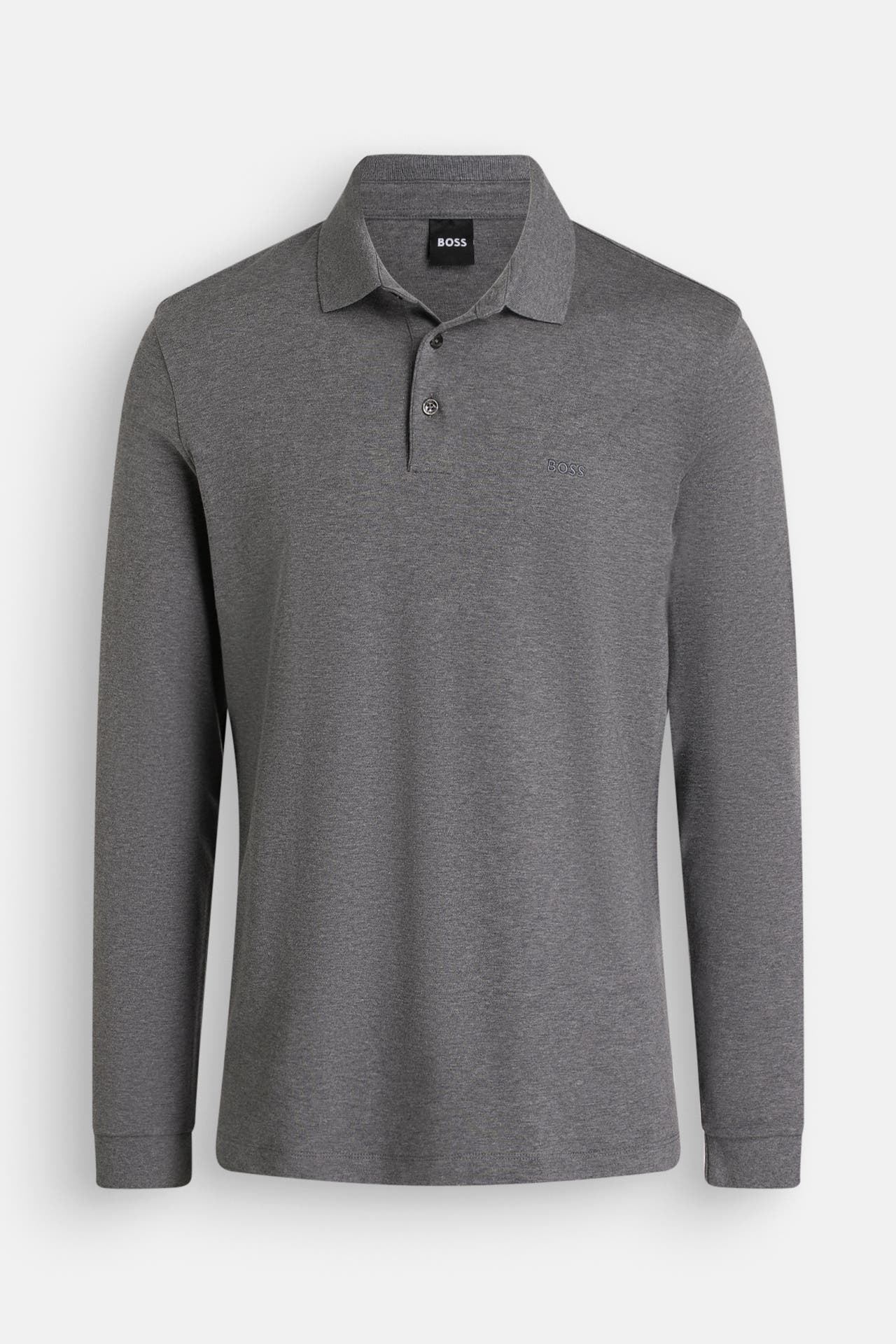 BOSS Polo-Langarmshirt dunkelgrau, Bild 1