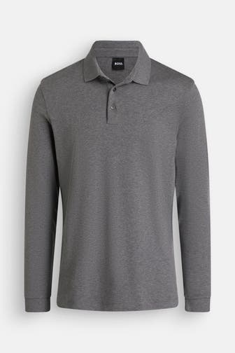 BOSS Polo-Langarmshirt dunkelgrau