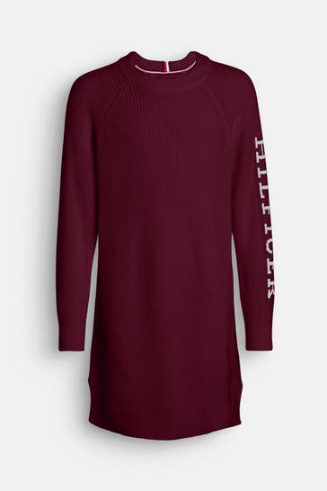 TOMMY HILFIGER Strickkleid weinrot