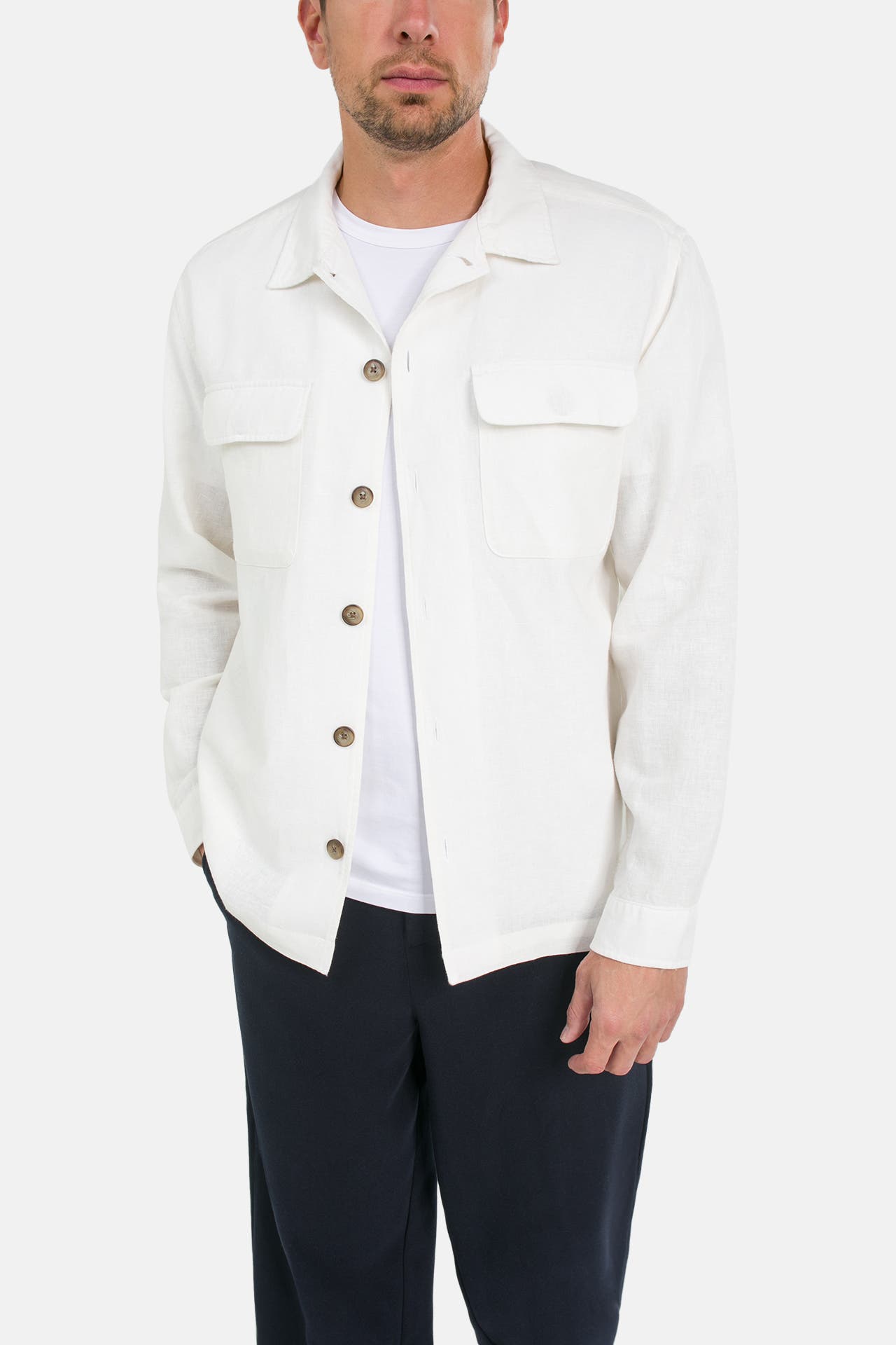 SELECTED Leinenmix-Hemd offwhite, Bild 1
